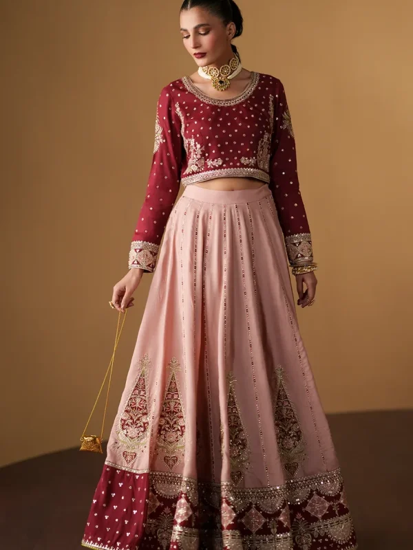 Ethnic Pink Raw Silk Bridal Collection Maxi Replica