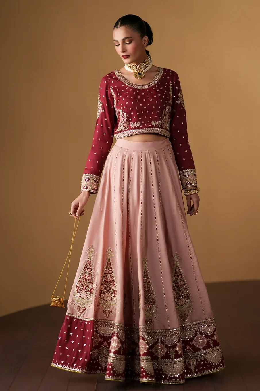 Ethnic Pink Raw Silk Bridal Collection Maxi Replica