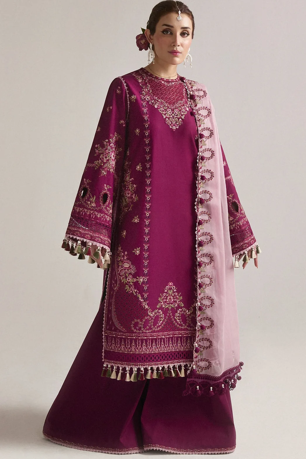 Shrenz Shocking Pink Winter Formal Collection Dhanak Replica