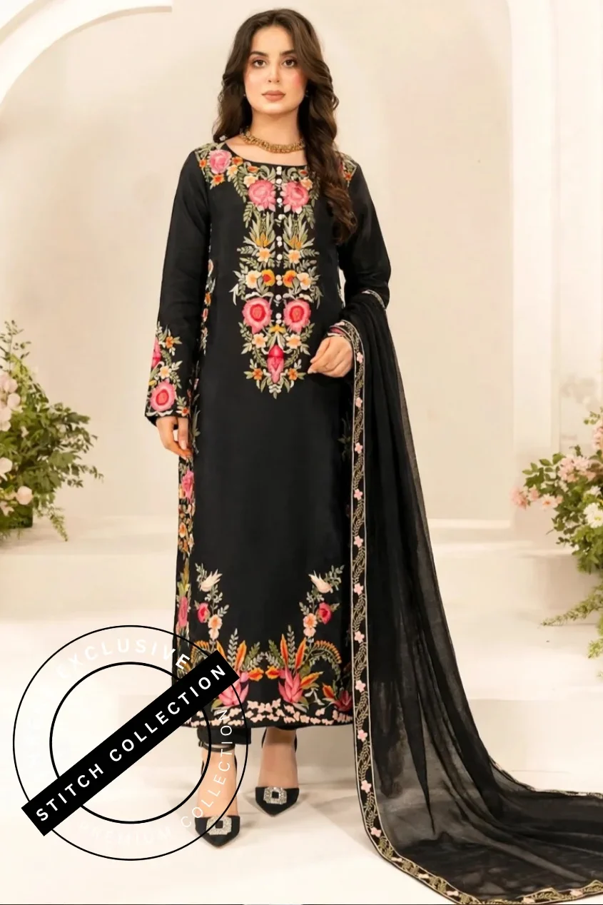 Shrenz 3 Piece Stitched Silk Pret Collection