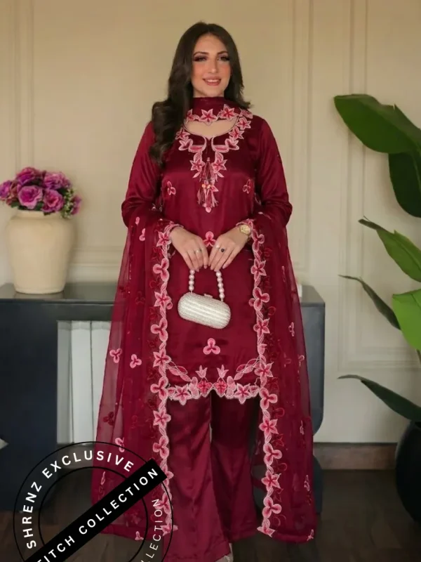 Shrenz 3 Piece Stitched Silk Pret Collection