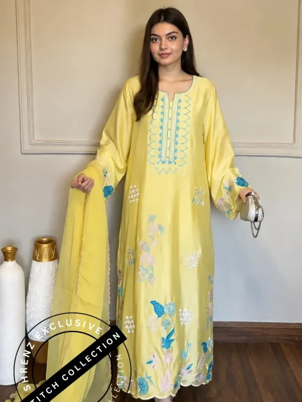Shrenz 3 Piece Stitched Silk Pret Collection