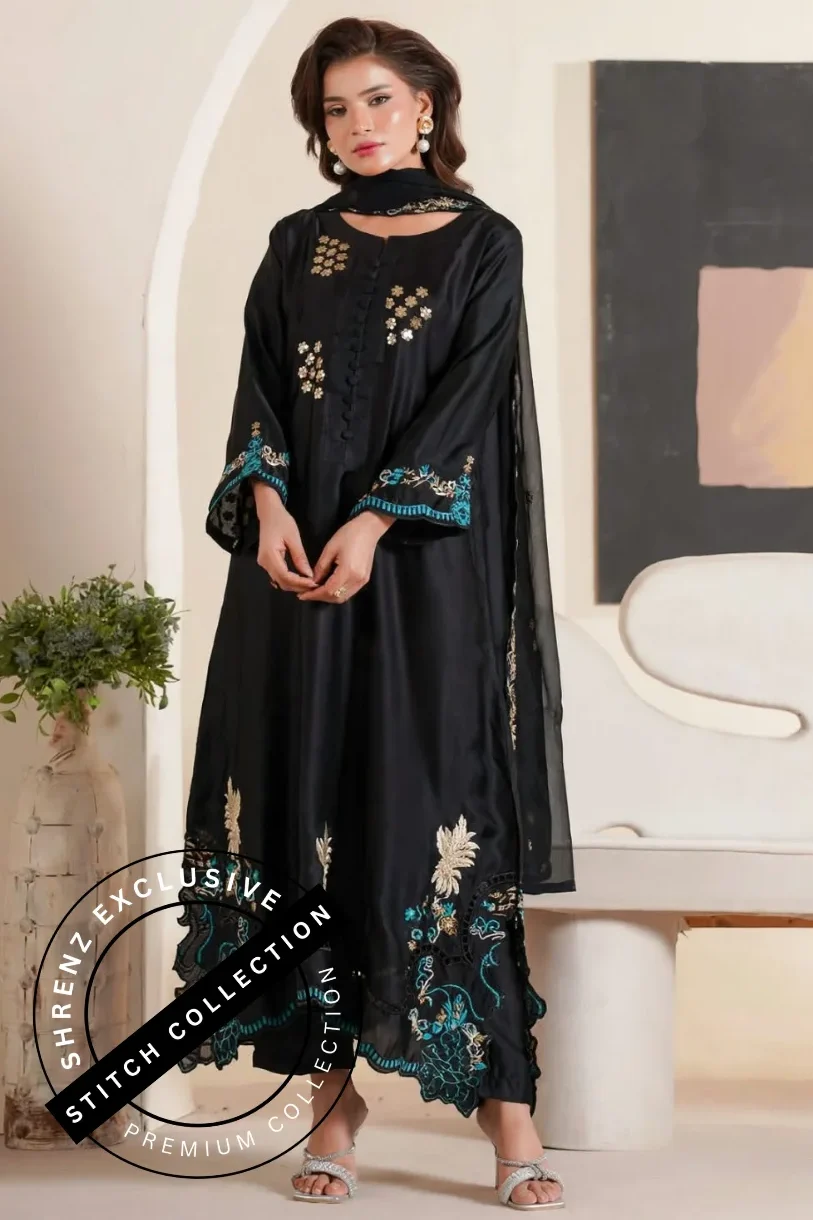 Shrenz 3 Piece Stitched Silk Pret Collection