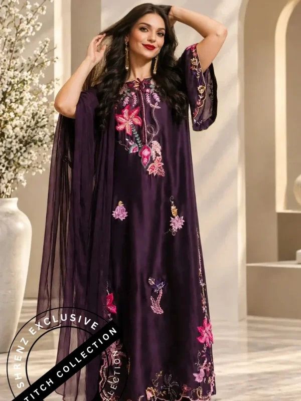 Shrenz 3 Piece Stitched Silk Pret Collection
