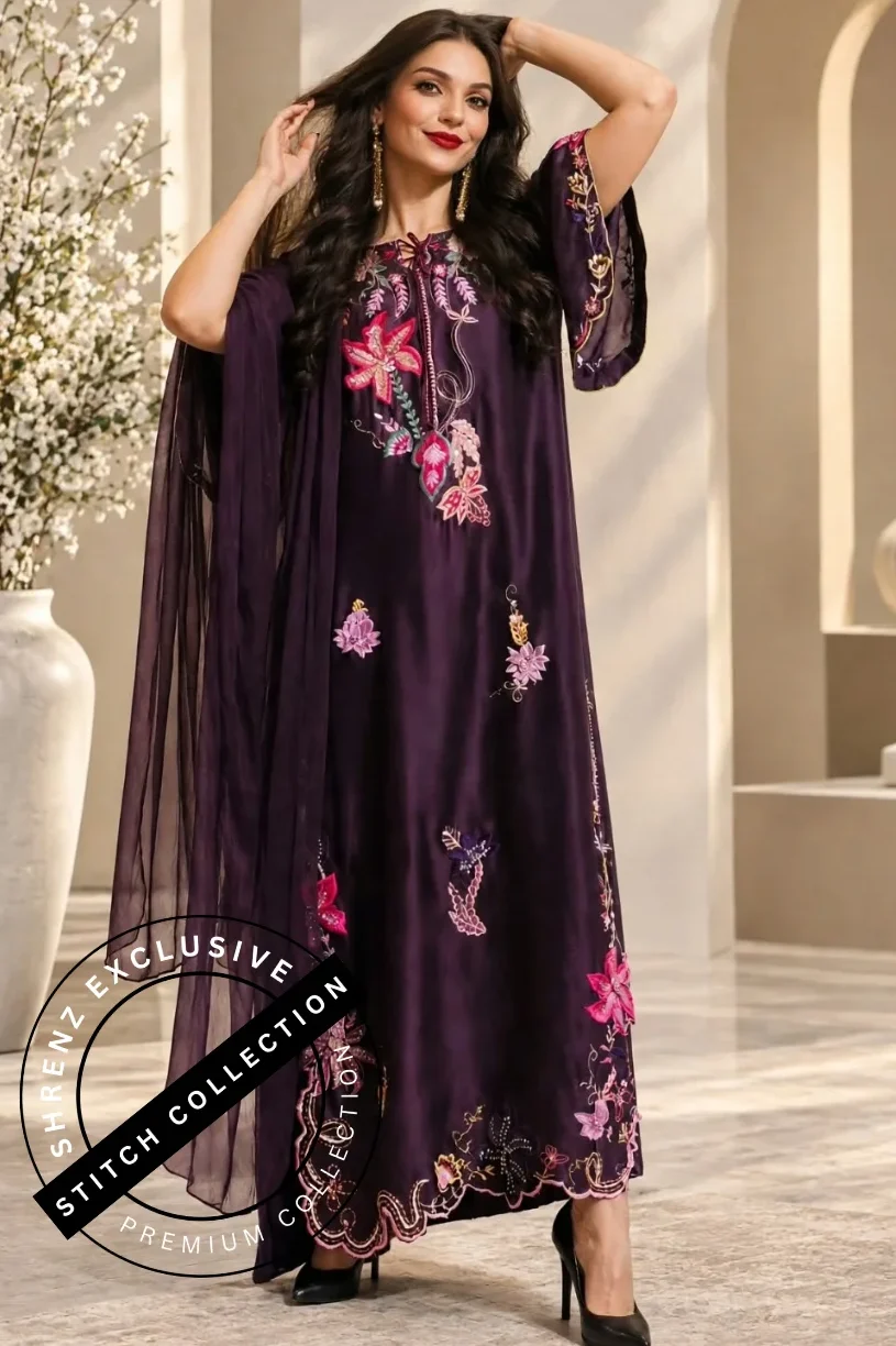 Shrenz 3 Piece Stitched Silk Pret Collection