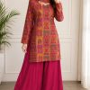 Shrenz Shocking Pink Raw Silk Formal Collection Replica