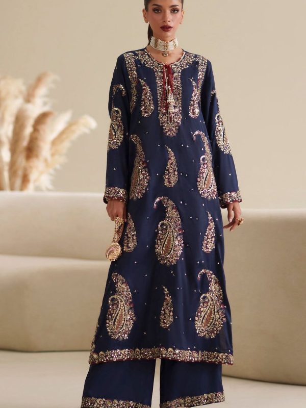 2 Piece Ethnic Blue Formal Collection Silk Replica