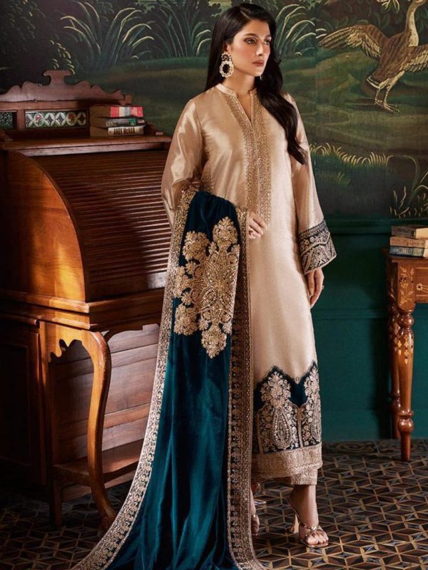 Zainab Chottani Skin Brocade Formal Collection Replica Zinc Shawl
