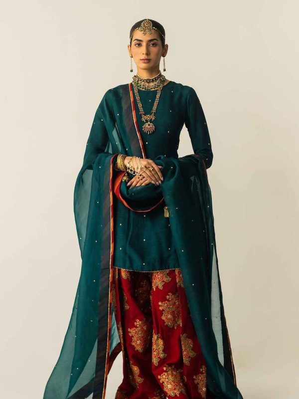 Shrenz Zinc Blue Chiffon Formal Collection Replica