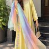 Shrenz Yellow Silk Formal Kaftan Collection Replica