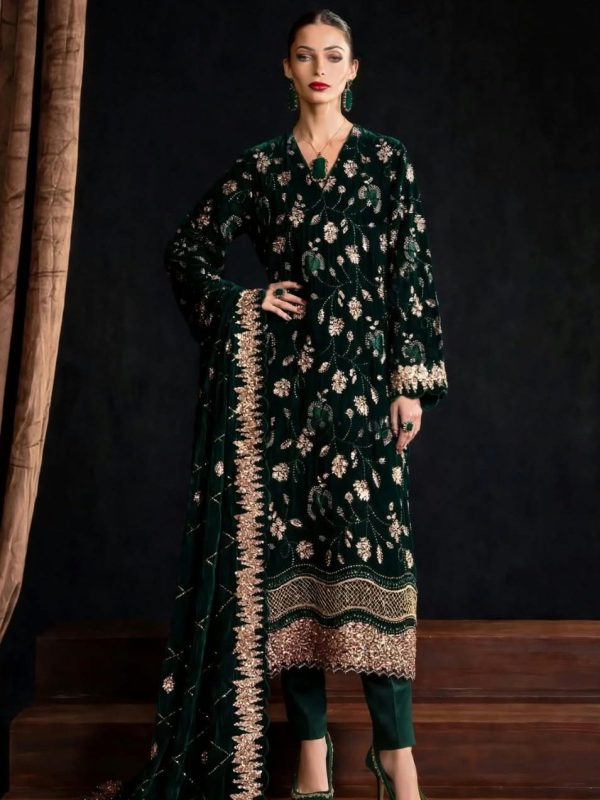 Shrenz Bottle Green Velvet Collection Replica