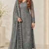 Shrenz Grey Soft Net Cutdana Formal Collection Replica