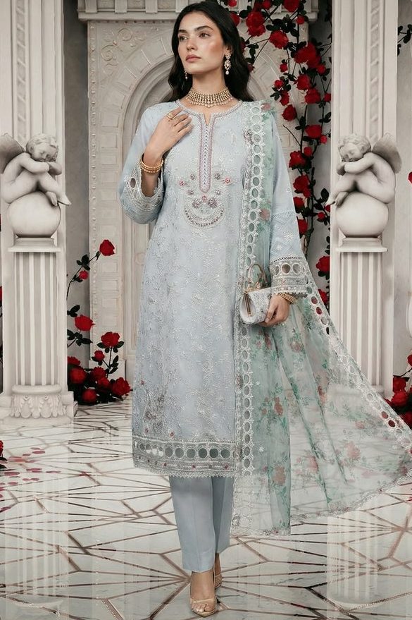 Shrenz Seagreen Soft Organza Formal Collection Replica