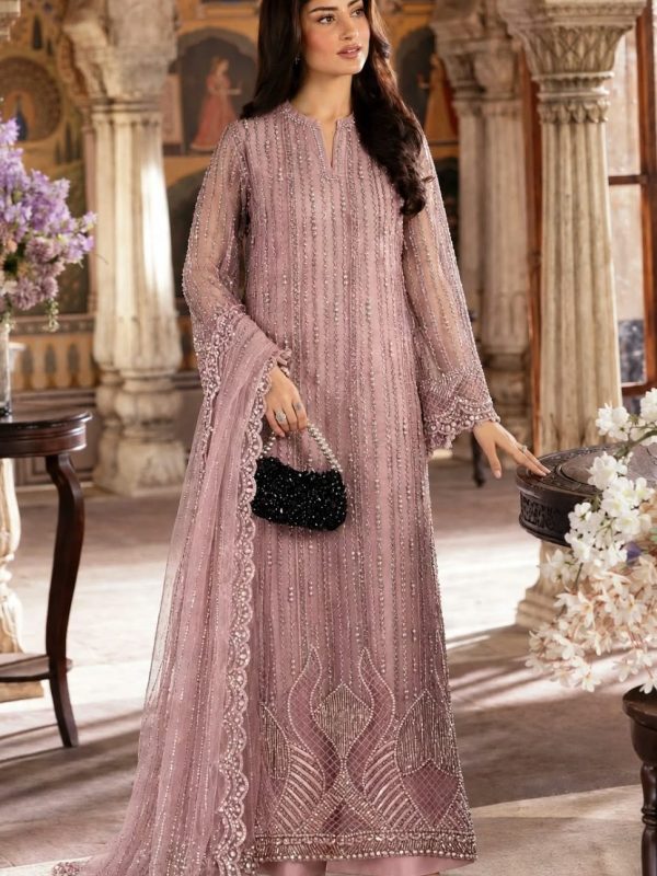 Shrenz Pink Soft Net Cutdana Formal Collection Replica