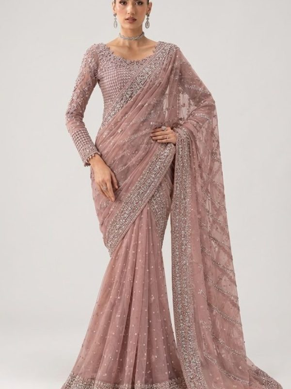 Maria B Pink Chiffon Saree Collection Replica