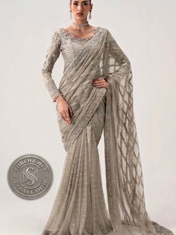Maria B Skin Net Saree Collection Replica