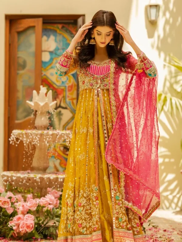 Shrenz Yellow Net Bridal Collection Replica