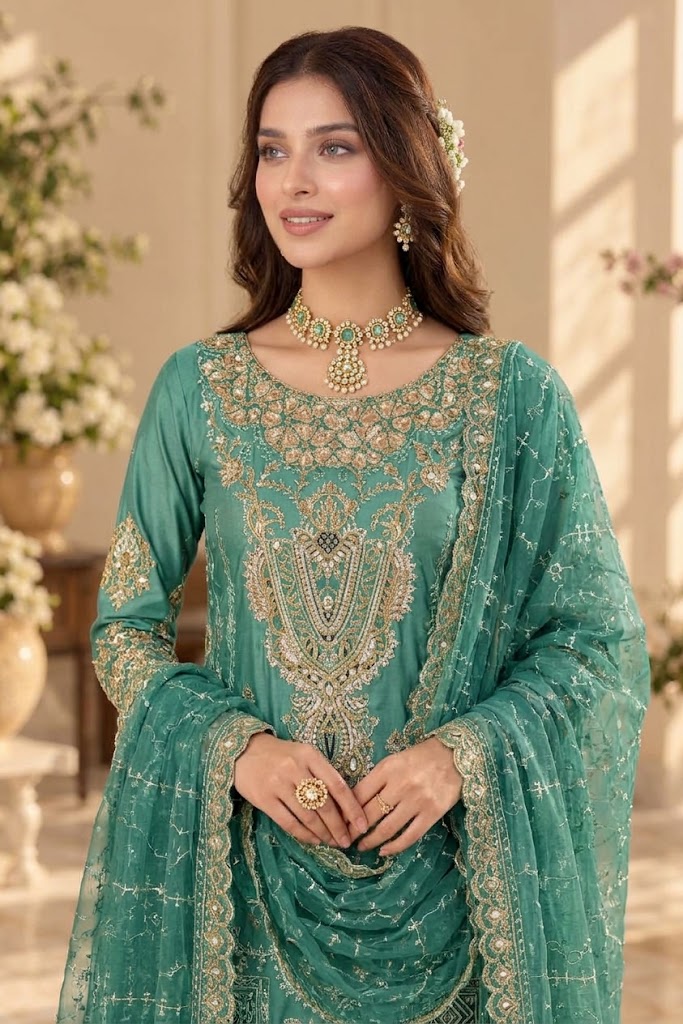 Shrenz Seagreen Organza Formal Collection Replica - Image 2