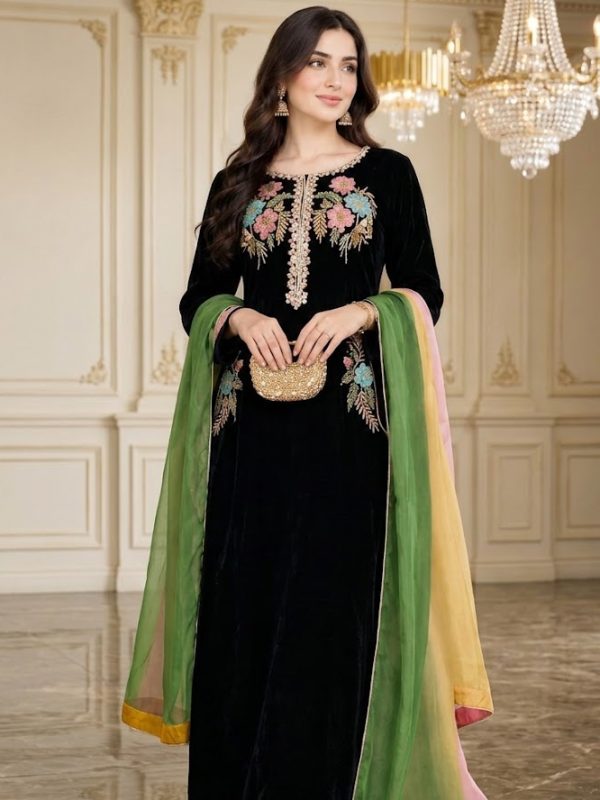 Shrenz Black Velvet Winter Collection Replica