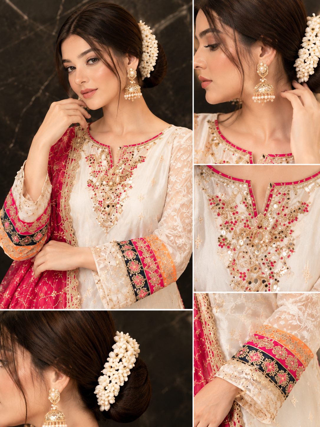 Shrenz White Raw Silk Bridal Collection Replica - Image 2