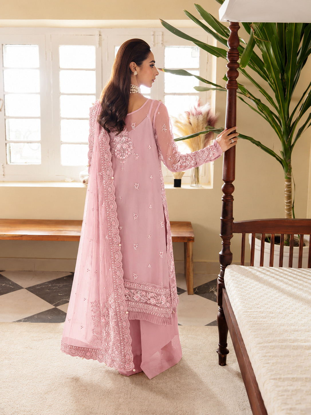 Gulaal Pink Organza Formal Collection Replica - Image 2