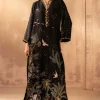 Shareen Jet Black Silk Formal Kaftan Collection Replica