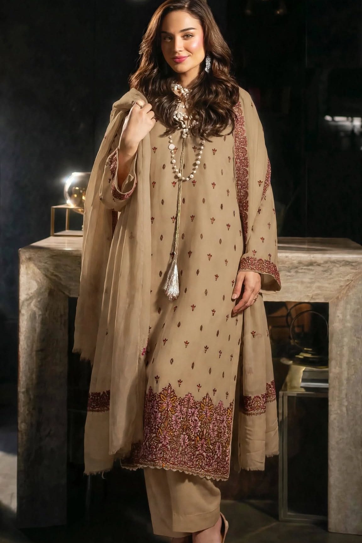 Pashmina kaani Brown Luxury Collection By Shrenz