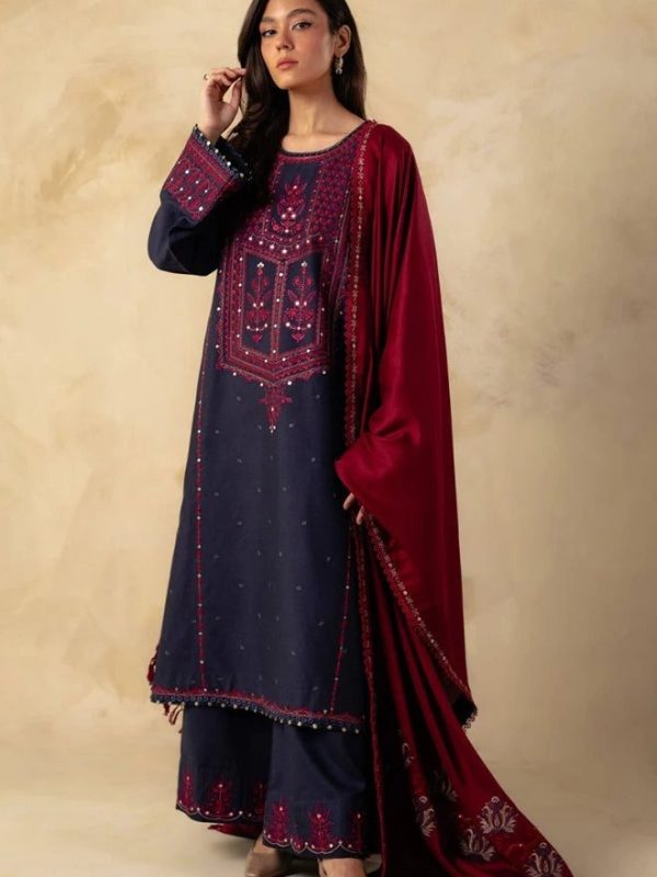 Shrenz Navy Blue Winter Formal Collection Dhanak Replica