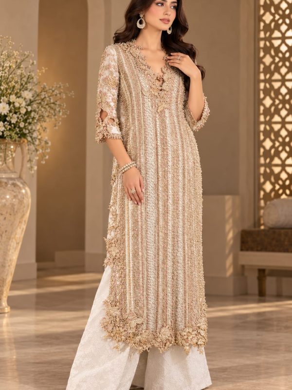 Sana Safinaz White Formal Collection Indian Raw Silk Replica