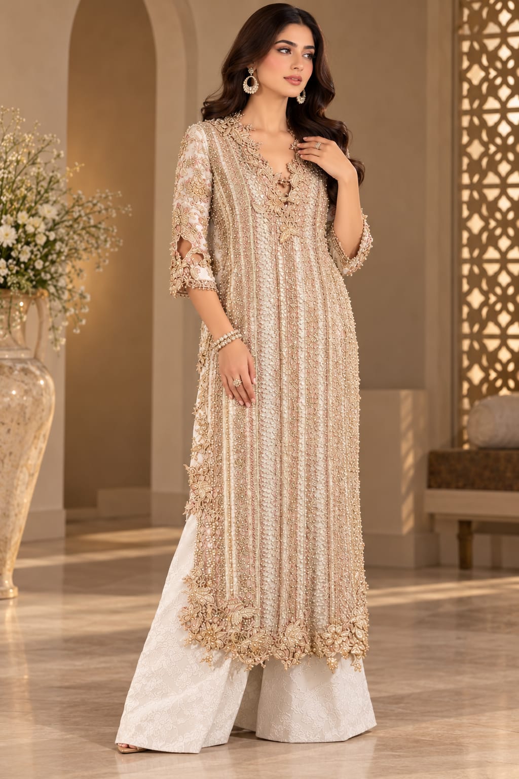 Sana Safinaz White Formal Collection Indian Raw Silk Replica