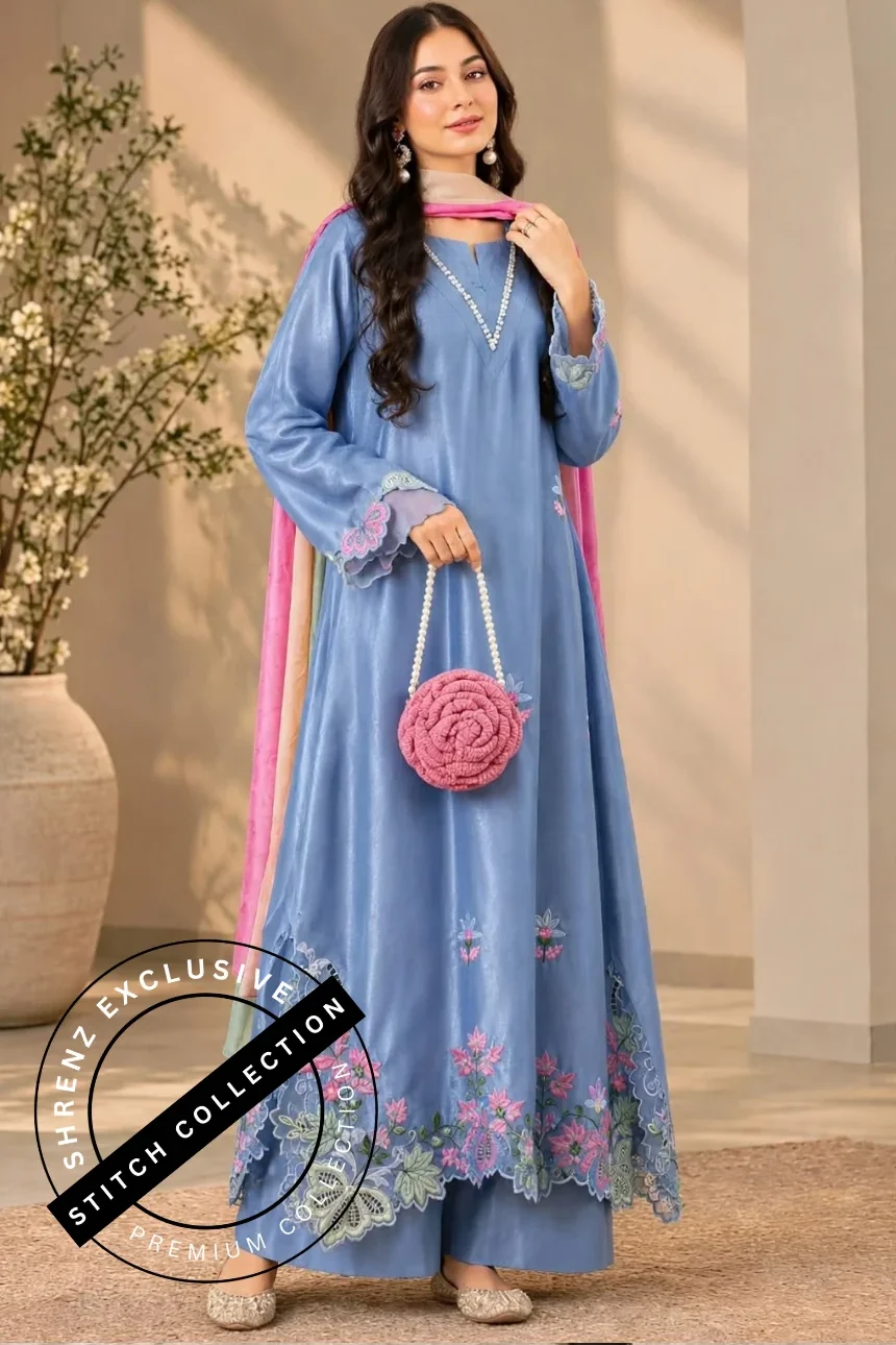 Shrenz 3 Piece Stitched Silk Pret Collection