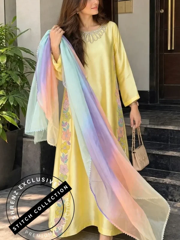 Shrenz 3 Piece Stitched Silk Pret Collection