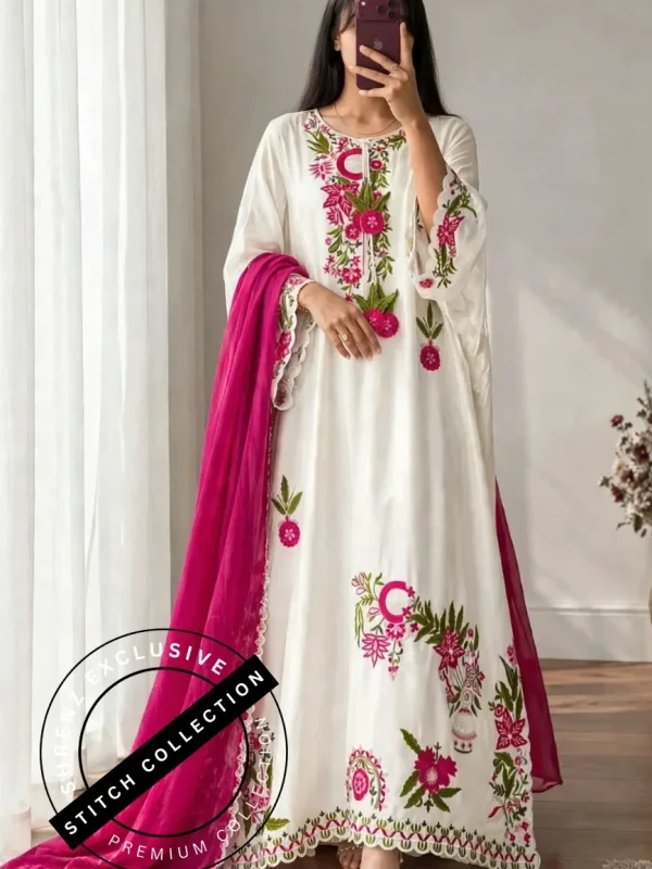 Shrenz 3 Piece Stitched Silk Pret Collection
