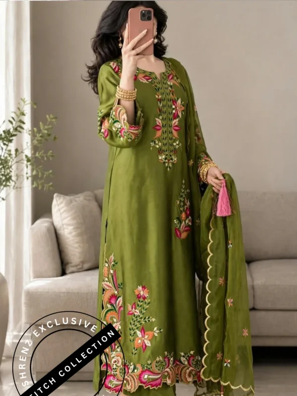Shrenz 3 Piece Stitched Silk Pret Collection
