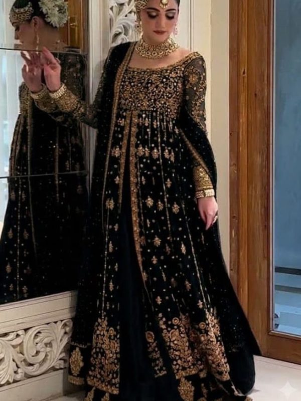 Haris Shakeel Black Net Bridal Collection Replica