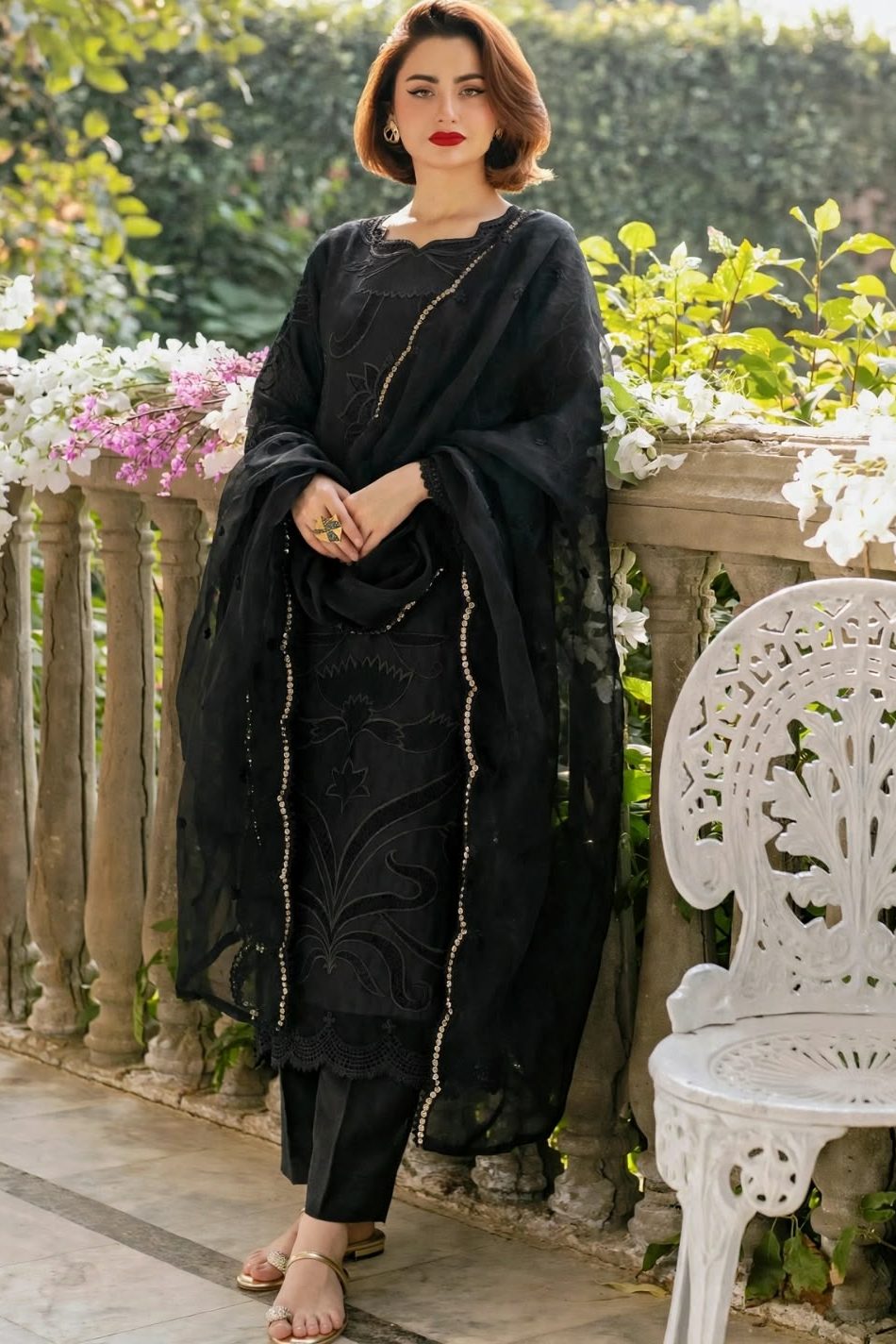 Shrenz Black Velvet Winter Formal Collection Replica