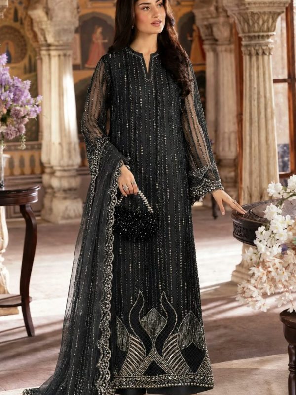 Shrenz Black Soft Net Cutdana Formal Collection Replica