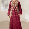 Ethnic Maroon Silk Formal Kaftan Collection Replica