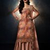 Shrenz Brown Cutdana Sheesha Silk Formal Collection Replica
