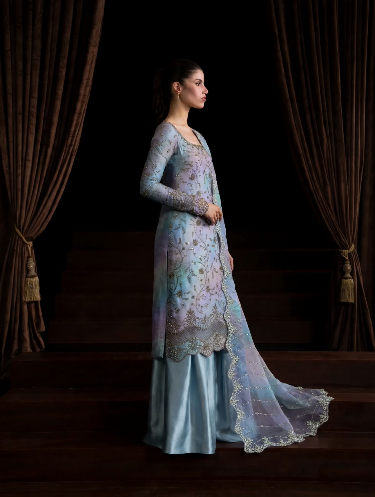 Shrenz Sky Cutdana Sheesha Silk Formal Collection Replica - Image 3