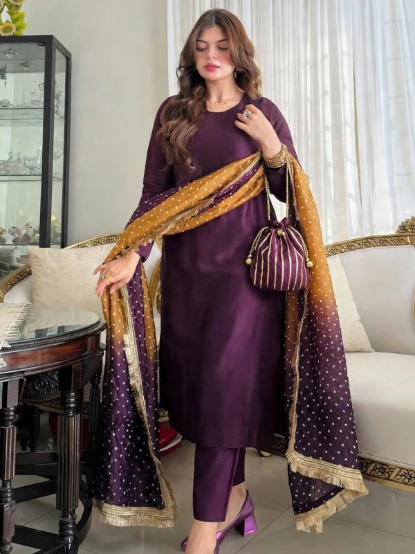 Shrenz Purple Silk Formal Collection Replica