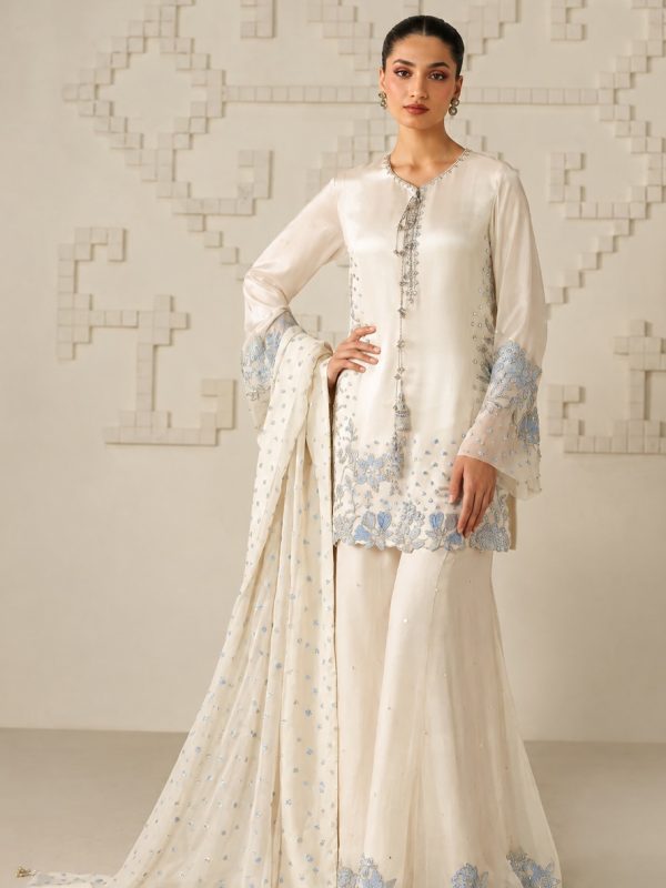 Iznik White & Blue Chiffon Formal Collection Replica