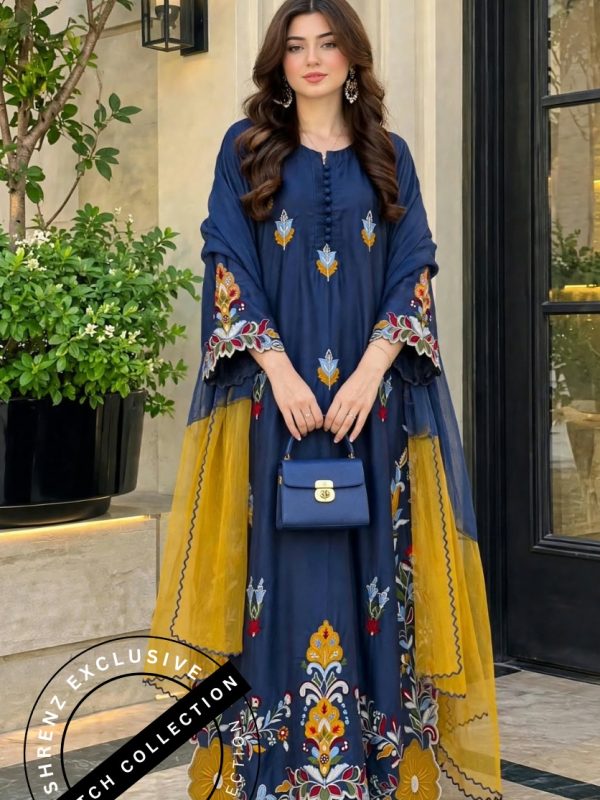Shrenz 3 Piece Stitched Silk Pret Collection