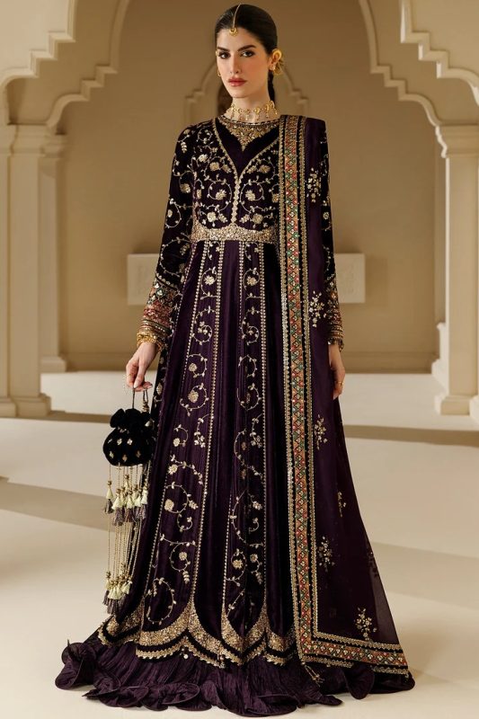 Jazmin Purple Velvet Winter Collection Maxi Replica