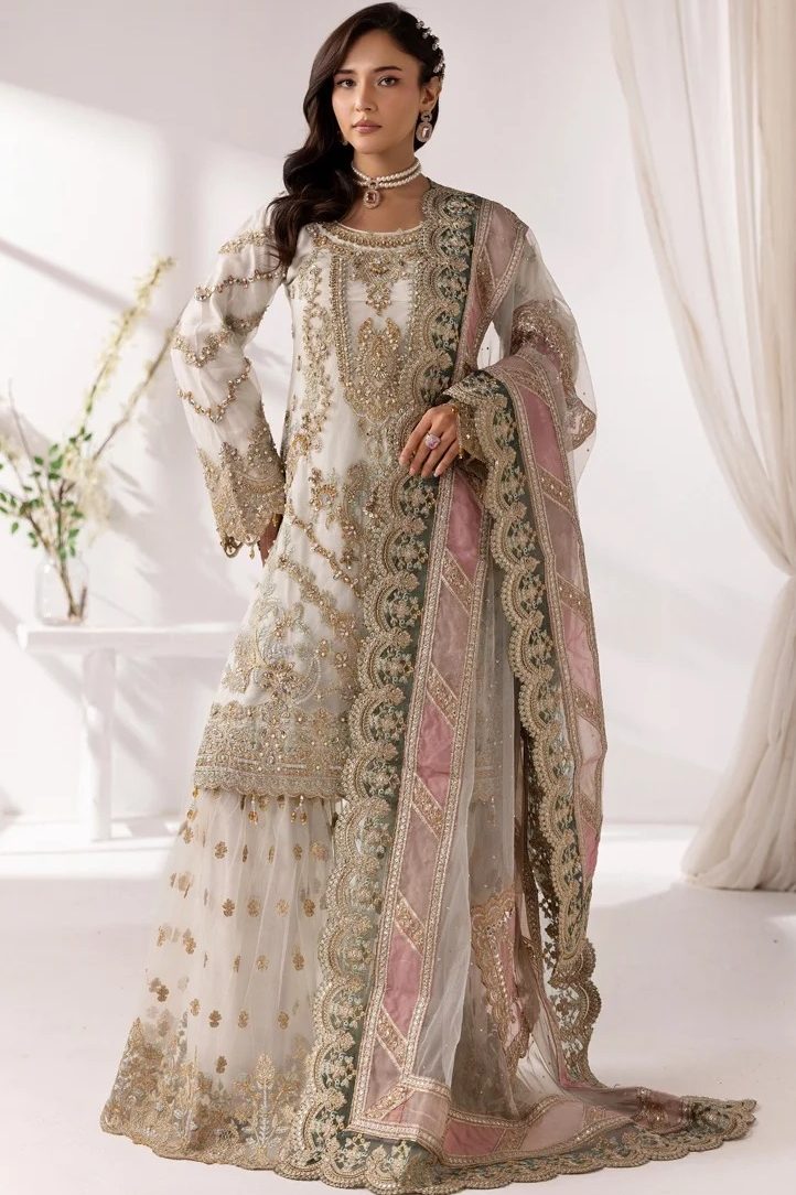 Imrozia White Soft Net Bridal Collection Replica
