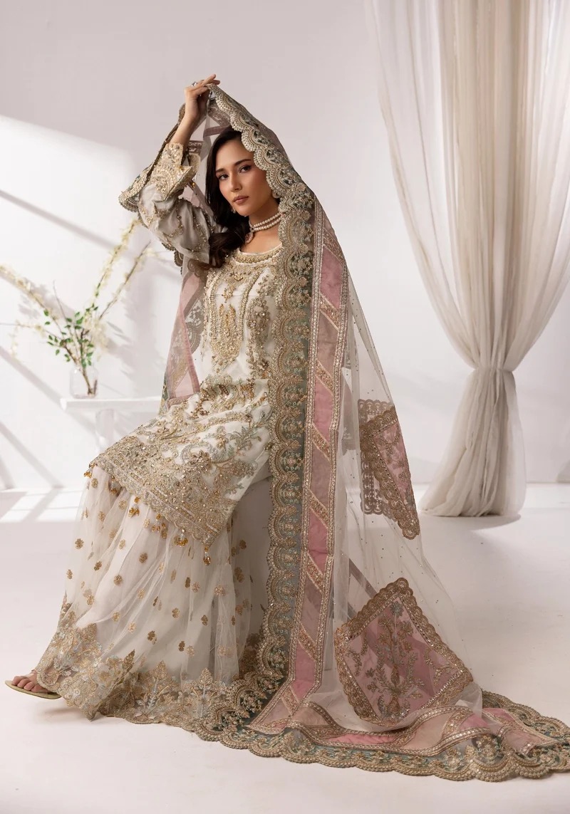 Imrozia White Soft Net Bridal Collection Replica - Image 4