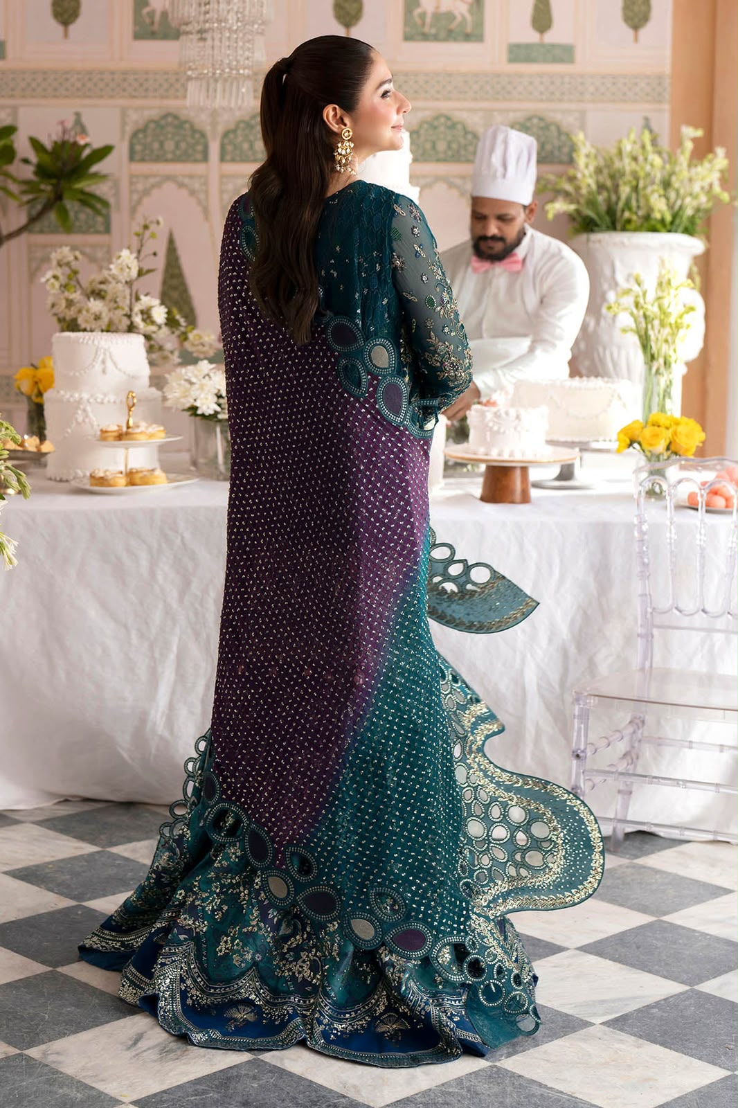 Nureh Seagreen Organza Formal Collection Replica - Image 2