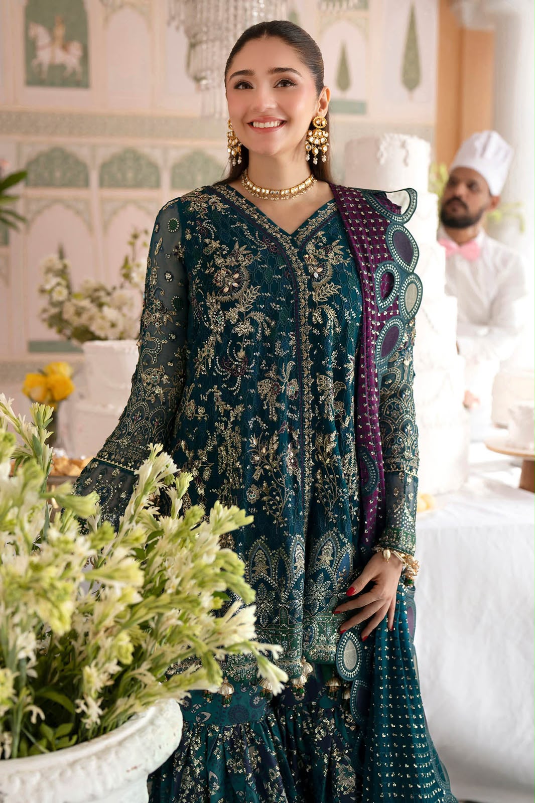 Nureh Seagreen Organza Formal Collection Replica - Image 3