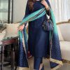 Shrenz Dark Blue Silk Formal Collection Replica