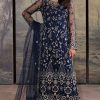 Shrenz Navy Blue Cutdana Net Formal Collection Replica
